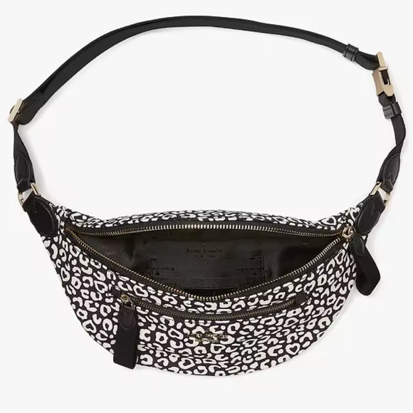 Kate Spade Chelsea Leopard Heart Belt Bag animal print black white - Picture 6 of 16